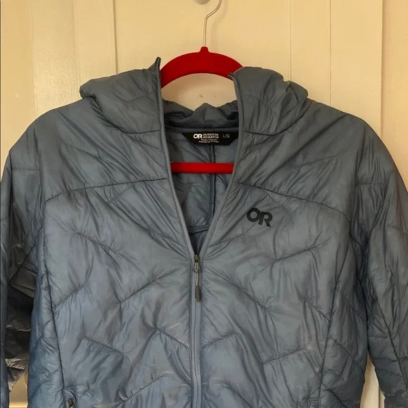 Outdoor Research Women's SuperStrand LT Hoodie Light Blue Puffer Jacket - Picture 4 of 7